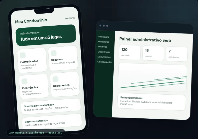 App do morador e painel administrativo